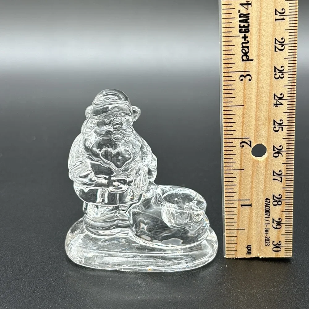 Williams-Sonoma Solid Glass Santa Set of 4 Tiny Taper Holders